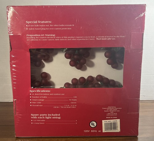 Red Grape Cluster Lights 2 Sets - 6 Cluster String - 100 Lights Per String - Picture 2 of 3