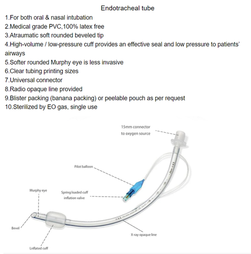 Disposable Science Tracheal Endotracheal Intubation Silicone Standard Cuff Tube - Picture 7 of 31