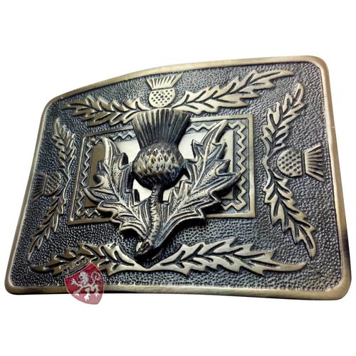 Men's Scottish Thistle Crest Kilt Belt Buckle Antique Finish Highland Buckles - Picture 2 of 4