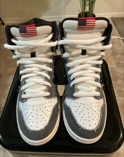 SIZE 7 - RARE 2010 Nike SB Dunk High Premium “Born In The USA” 313171-100 - Picture 4 of 6