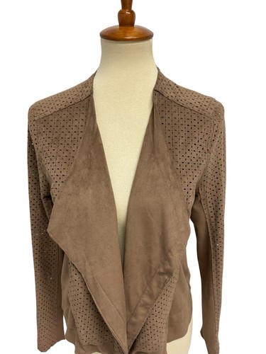 Lyssé Women's Long Sleeve Brown Suede Open Front Blazer Size M - Picture 4 of 15