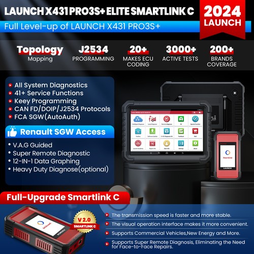 LAUNCH X431 PRO3S+ ELITE SmartlinkC KFZ OBD2 Diagnosegerät J2534-Programmiertool - Bild 2 von 12
