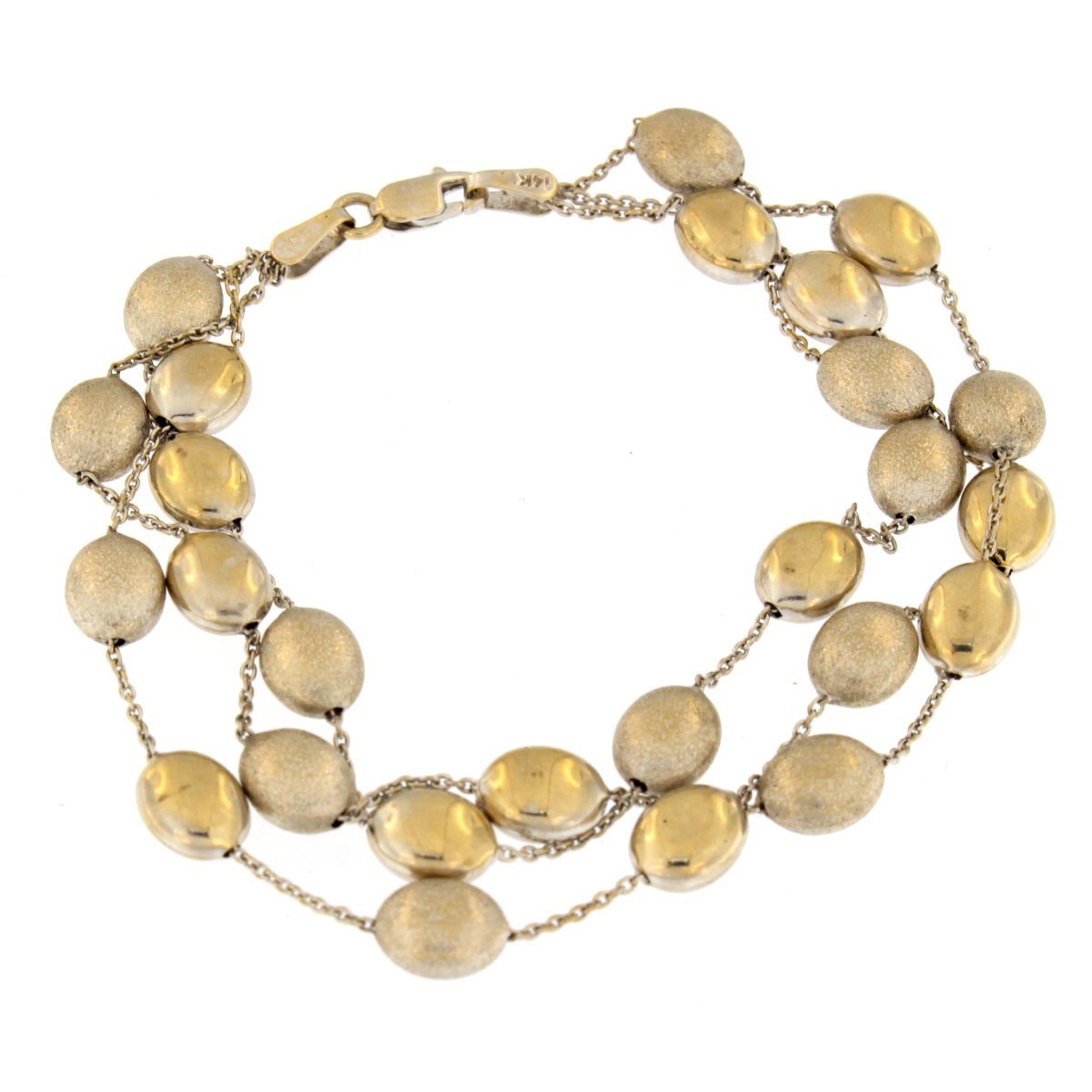 Designer Style 3 Strand Bracelet with Oval Beads 14kt White gold Designer Style 3 Strand Bracelet with Oval Beads 14kt White gold