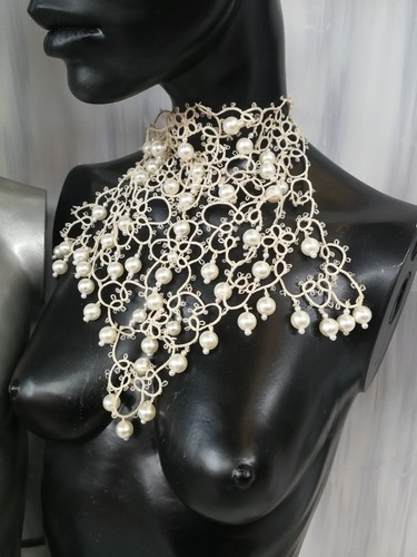 fashion jewelry woman choker necklace pearl statement weeding collier macramè - Picture 9 of 24