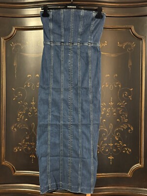 reformation strapless denim dress $218 Reformation Anais Strapless Denim Midi Dress | Griffin | Size 6