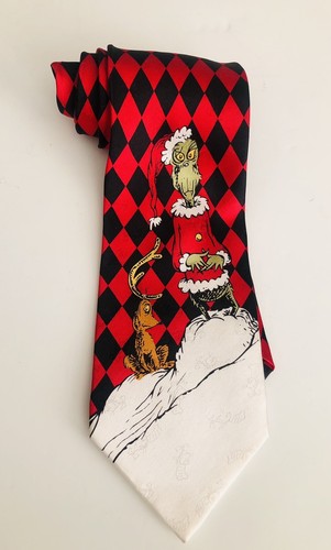 Corbata de Navidad Dr. Seuss Grinch and Max Cómo el Grinch robó 100 % seda 58" - Imagen 2 de 18