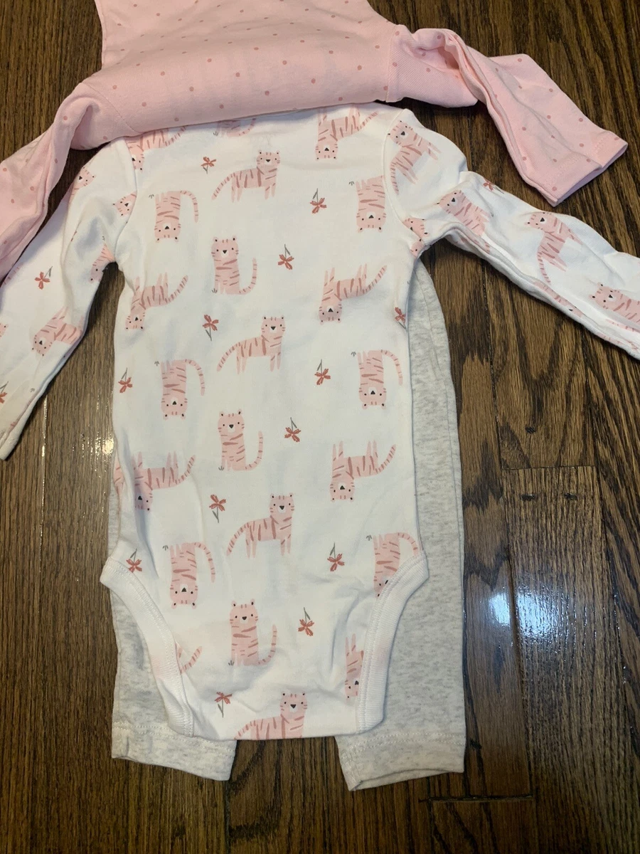 Just One You by Carters Baby Girl 3pc Cat Top and Bottom Set Size 6M NWT