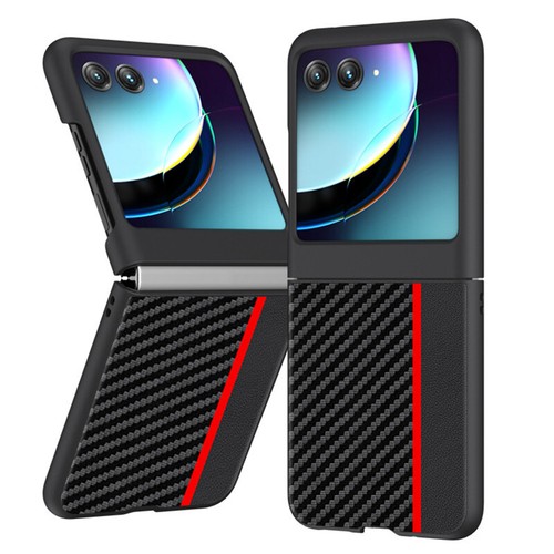 For Motorola Razr+2024 2023 50U/40,Carbon Fiber Texture PU Leather Cover Case - Picture 19 of 26