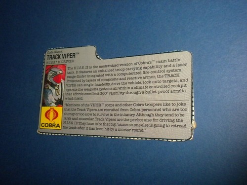 GI/G.I. JOE FILE CARD - TRACK VIPER - Hasbro vintage - Picture 2 of 3