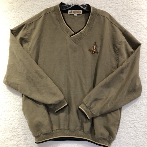 Akwa Mens Pullover  Brown V Neck Embroidered Logo USA Men Size Large - Picture 9 of 13