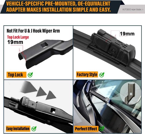 26"+23" Windshield Wipers with 12" Rear Wiper Blade Replacement for Mercedes ... - Picture 3 of 7