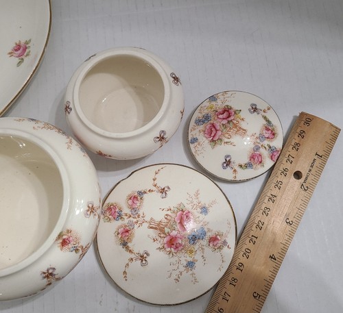 Set Devon Ware englischer Schminktisch Tricket Boxen mit Deckel + Tablett Floral *siehe* - Bild 11 von 17