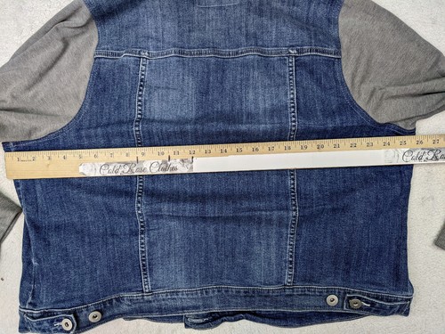 Torrid Womens Plus 4x Blue Gray Trucker Jean Jacket Vest Hoodie - Picture 10 of 11