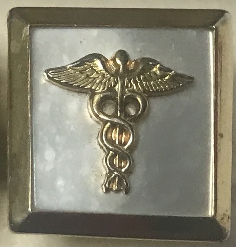 Vintage Caduceus Snake Staff MOTHER of PEARL CUFFLINKS Medical RN MD EMT Gift - Picture 7 of 12
