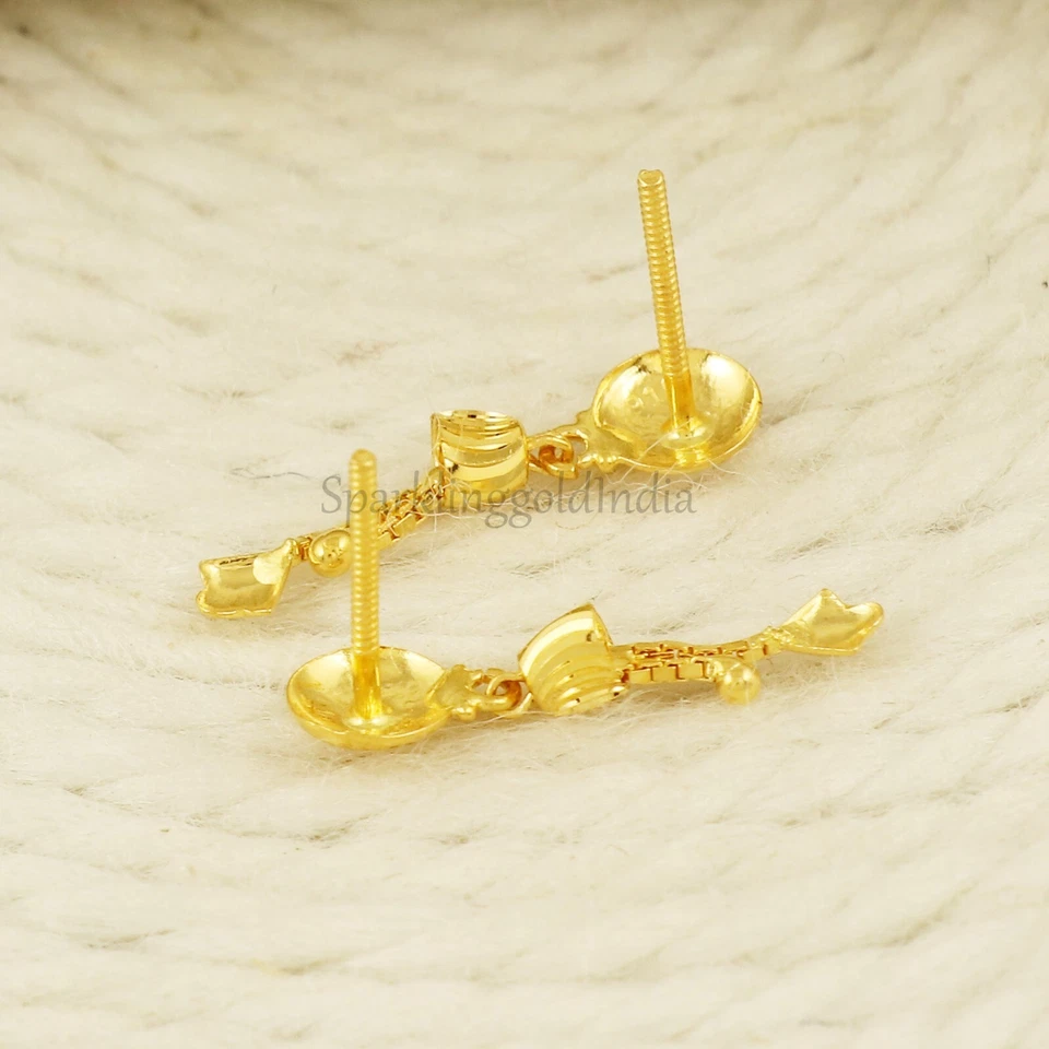 Pendiente colgante de oro amarillo 22k 916 con sello, hecho a mano 22kt OS3784 Foto 2 de 4