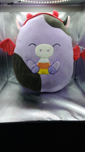 Squishmallow 12” Inch Devil Alexie the Cow Eating Candy Corn Halloween Purple