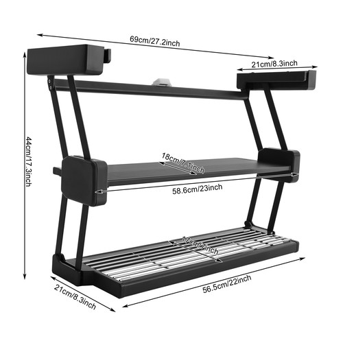 2 Layers Pull Down Storage Rack Spice Rack Kitchen Under Cabinet Organizer Stand - Picture 2 of 13