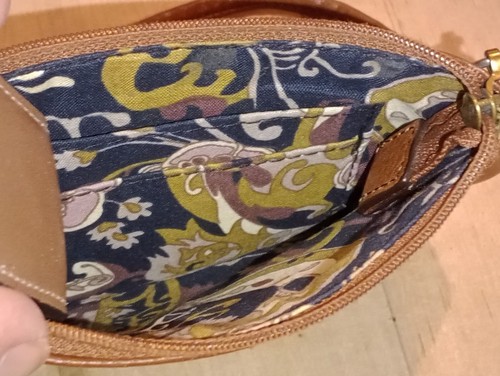 Modern Designer Wristlet Purse STONE MOUNTAIN Brown Leather Brass Trim - Picture 6 of 9