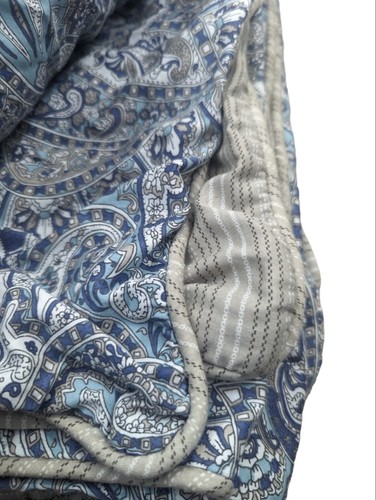 Revman International Stone Cottage Blue Medallion 2 Shams Zip Close EUC 20x36 - Picture 3 of 4