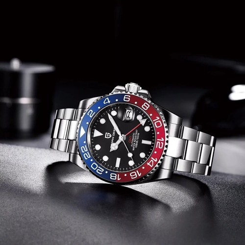 Pagani Design Luxury Gmt Men's Automatic Mechanical Rotating 100m Wristwatch New - Picture 8 of 12