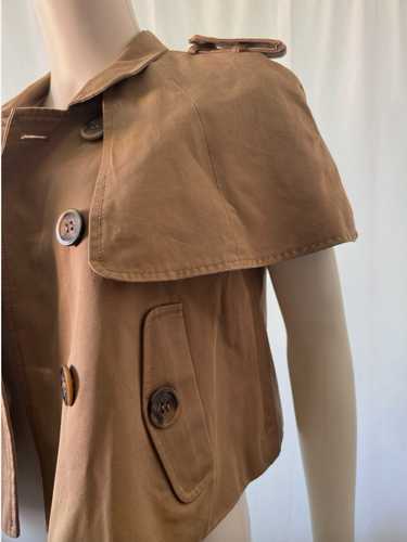 Burberry London Women's Cropped Half Trench Cape Brown Size 4 - Picture 6 of 9