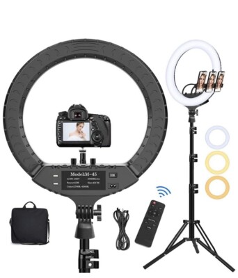 Ring Light Led 18inch Bicolor Dimmable Lighting Kit Table Top Stand Superbright Durable Adjustable Angle for Mobile Phone Selfie Photography Live Broadcast Ring Light Led 18inch Bicolor Dimmable Lighting Kit Table Top Stand Superbright Durable Adjustable Angle for Mobile Phone Selfie Photography Live Broadcast