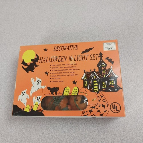 Vintage Halloween Blow Mold Pumpkin Blinking Light Set of 10 Hobby Lobby WORKS!