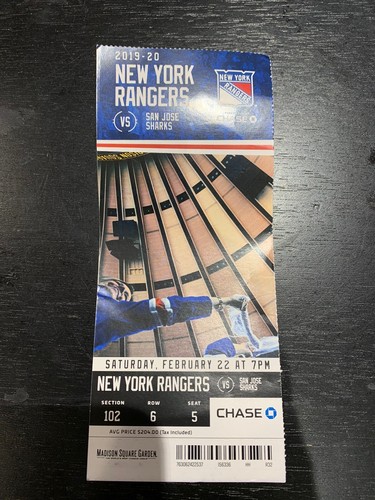 NY Rangers vs San Jose Sharks 2/22/20 Game Lot - Picture 9 of 11