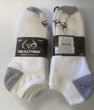 Realtree Men's No-Show Socks, Large, White, 6 pairs, Made in USA