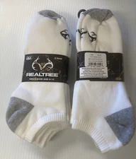 New, Realtree Men's Cotton No-Show Socks, Large, White, 12 pairs, Made in USA!