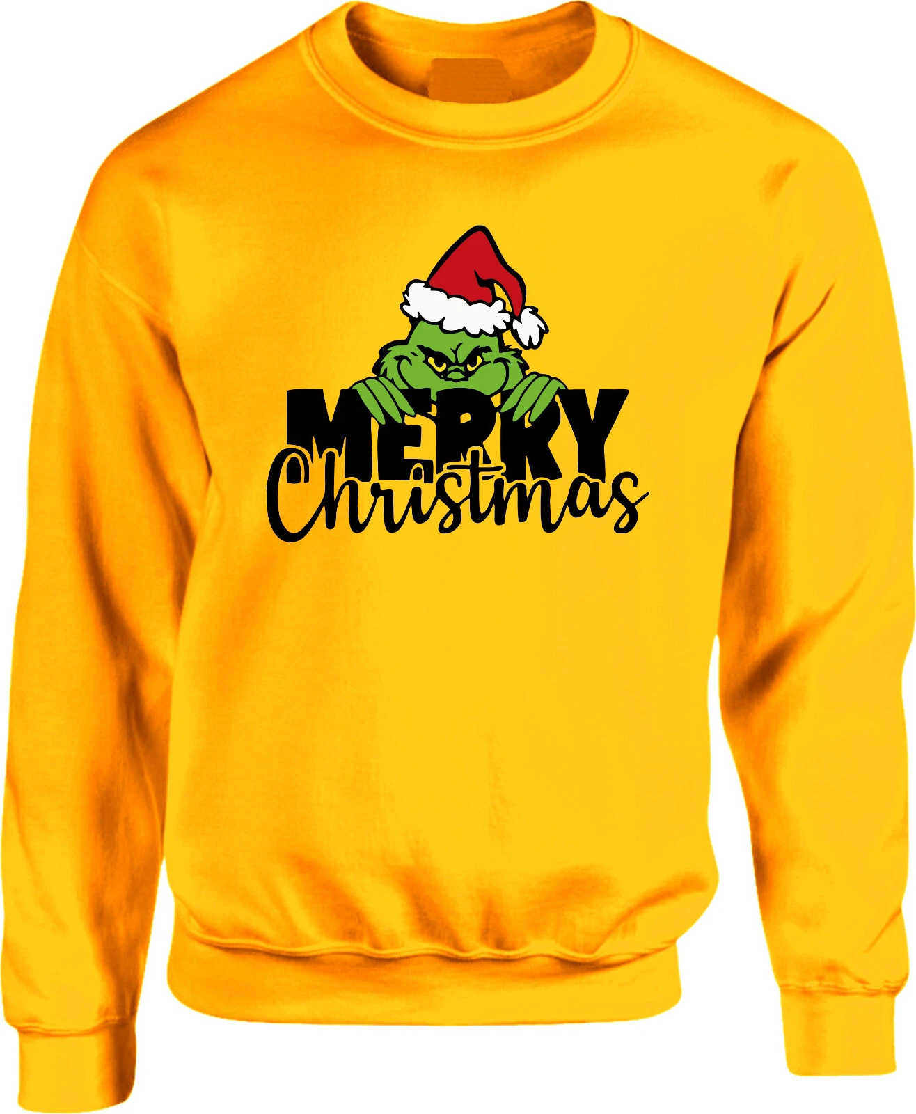 Merry Christmas Funny Character Sweater, Cute Grin Holiday Sweatshirt