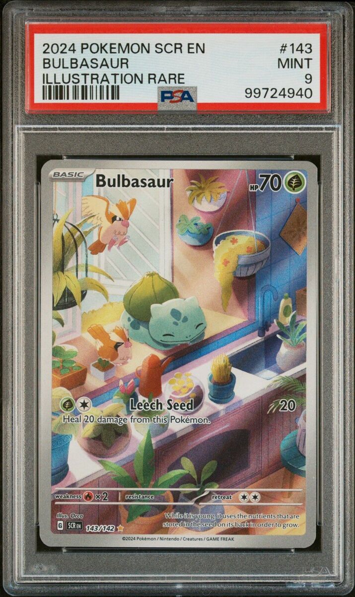 PSA 9 MINT Bulbasaur 143/142 AR Stellar Crown SCR Pokemon PSA 9 MINT Bulbasaur 143/142 AR Stellar Crown SCR Pokemon