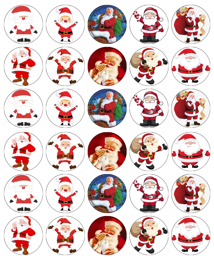 30x Santa Weihnachten Cupcake Topper Essbar Oblate Papier Fee Tortenaufleger