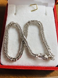 18K-Japan-White-Gold-Bracelet-7-Long-Double-Lock