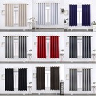 Pair Ready Made Thick Blackout Curtains Thermal Ring top Eyelet With Tie Backs