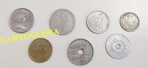 GREECE COINS, 15 SIGNIFICANT OLD GREEK COINS, USED, VG-F, 1912-2000 - Picture 3 of 3