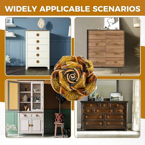 6 Pack Flower Drawer Handles Vintage Dresser Knobs Cabinet Pulls for Furnitur... - Picture 8 of 8