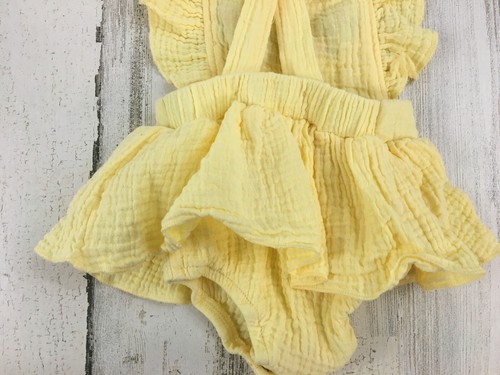Baby Essentials Sz 6 M Girls Yellow Gauze Sunsuit Bubble Romper - Picture 7 of 9
