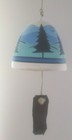 Bell-Shaped Southwest Pottery Wind Chime-Hand-Painted Trees-Birds-Cactus