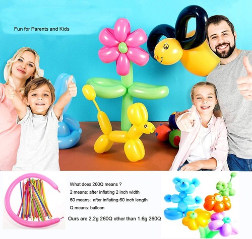 Balloon Animals Kit Twisting Balloons (100Pcs) with Unbreakable Air Pump - 260Q - Picture 4 of 8