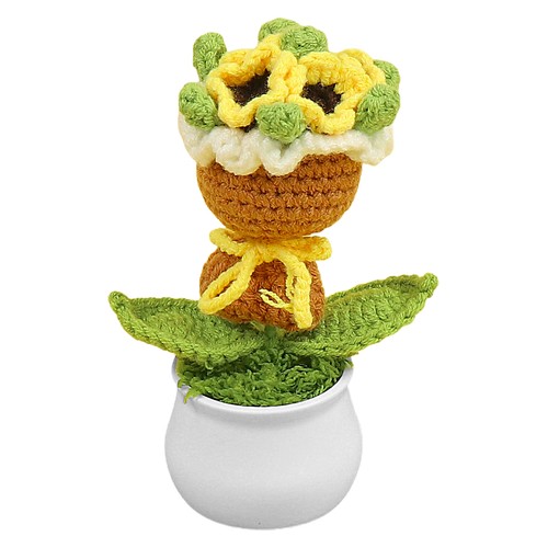 1pc Crochet Flower Bouquet Handmade Knitted Yarn Flower With Pot Gift - Picture 16 of 17