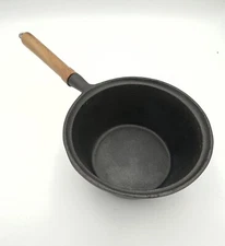 WKM 2 Quart Sauce pan No Lid Cast Iron Wood Handle heavy duty