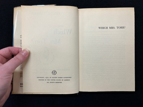 WHICH MRS. TORR? Maude Parker 1951 HCDJ First Edition - Picture 6 of 6