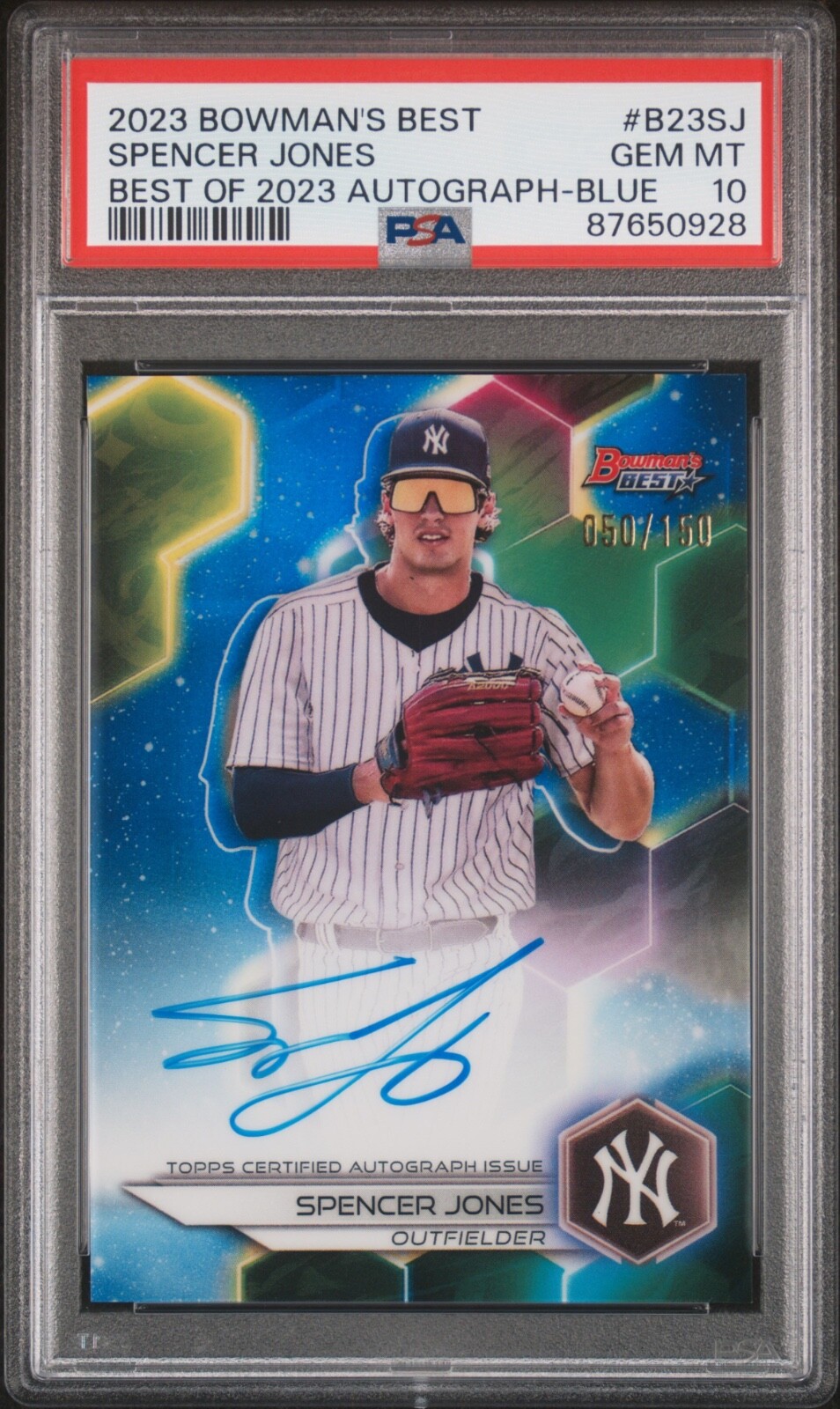 2023 Bowman's best Spencer Jones Best of 23 Autograph- Blue /150 *PSA 10 POP 25