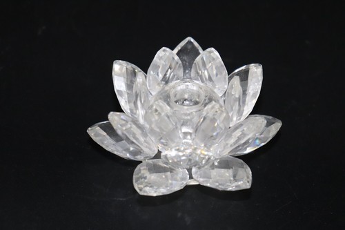 SWAROVSKI CRYSTAL WATER LILY LOTUS SMALL CANDLE HOLDER 1 7/8" X 3 1/8" - Picture 4 of 14