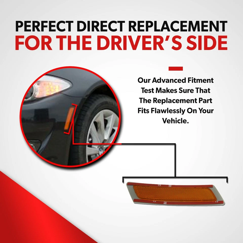 For BMW 528i 535i 550i 640i 650i M6 Side Marker Bumper Reflector Driver Side Foto 3 de 4