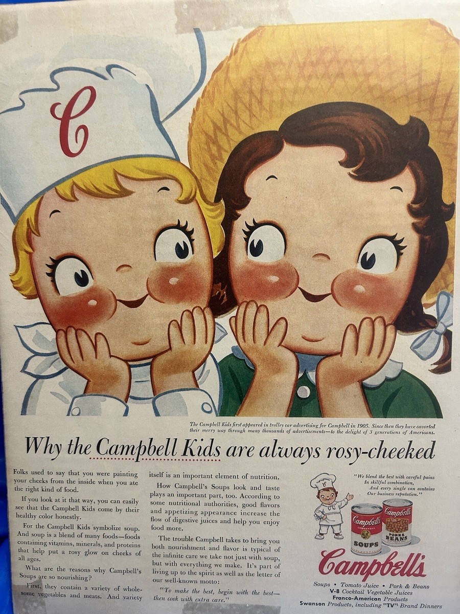 Vintage Campbell Soup (Campbell Kids) 10”x13” Ad Plastic Wrap On