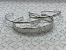 Kendra Scott Tiana SIlver Tone Pinch Bracelet Set of 3 WELL USED
