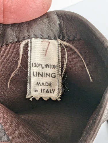 Vintage Brown Leather Gloves Womens Size 7 Made In Italy - Picture 3 of 5