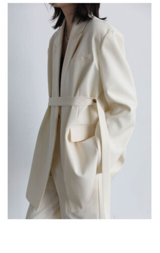 2025 Wide Shoulder Mid Long Loose Label Blazer Women Suit Jackets Spring Outwear - Picture 12 of 15